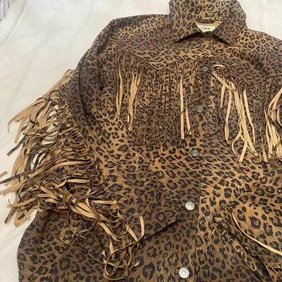 Free People Leopard Print Fringe Jacket in Brown - Picture 11 of 11